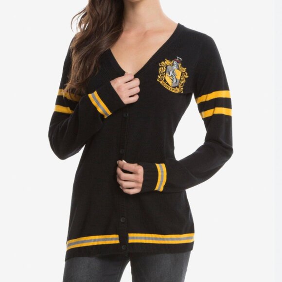 HARRY POTTER Hufflepuff Black Cardigan - Picture 1 of 6